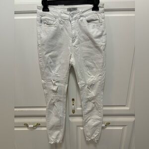 Judy Blue Skinny Distressed White Denim Jeans Junior’s Size 5/27